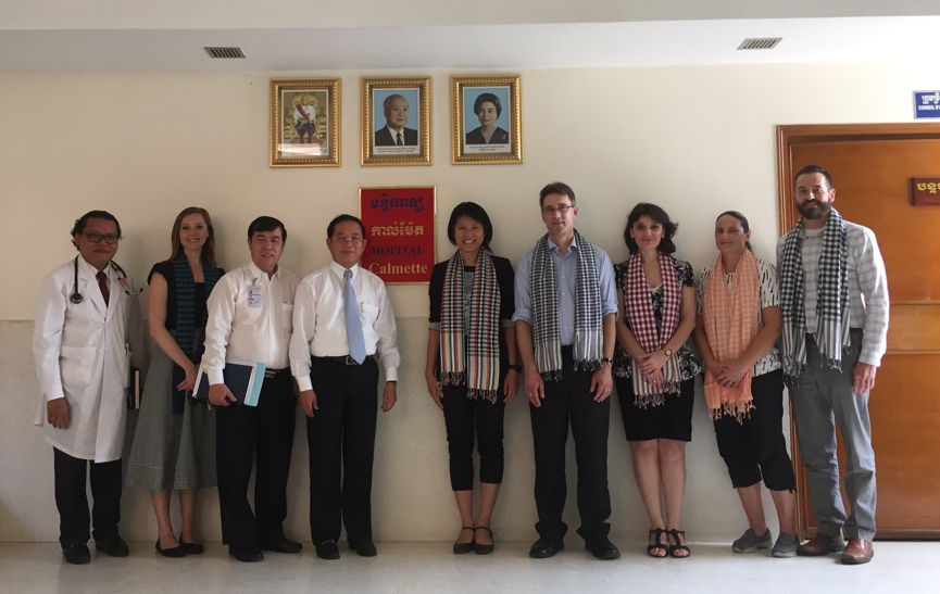 Professor Koy Vanny (1st from left), Professor Eav Sokha (3rd from left), Professor Chheang Ra (4th from left) fromCalmette Hospital with colleagues from APROSIG and UCSF